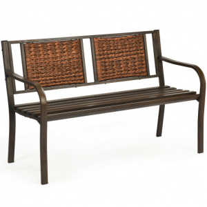 Patio Garden Bench with Powder Coated Steel Frame-1