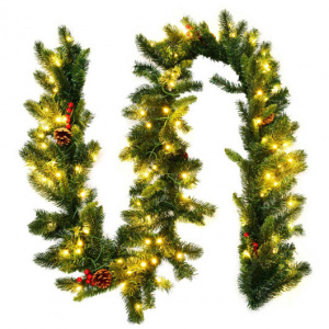 Pre-Lit Christmas Garland, Artificial 9 Feet Christmas Garland