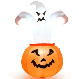 Pumpkin Ghost, Inflatable Halloween Ghost decorations 6 Feet  Tall with Built-in LED Light