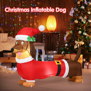 5 Ft Lighted Inflatable Christmas Dog with Built-In LED Illumination
