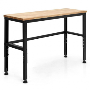 53 Inch Adjustable Heavy-Duty Workbench with Rubber Wood Top