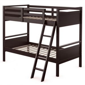 Twin Over Twin Bunk Bed Convertible 2 Individual Beds Wooden -Espresso