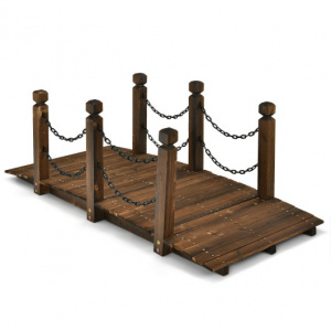 5 Feet Mini Wooden Bridge for Garden with Aesthetic Safety Rails