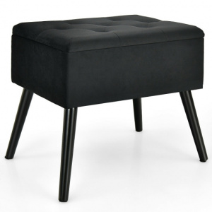 Multifunctional storage ottoman / Velvet ottoman with solid wooden legs