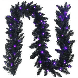 Christmas Garland in Black Color, 9 Feet, with 50 Purple LED Lights