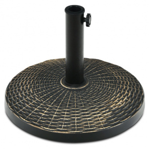 Rattan Design Round Resin Patio Umbrella Base Stand, 26.5lbs 