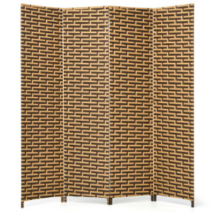 Yellow 4 Panel Hand Woven Fiber Privacy Screen Panels