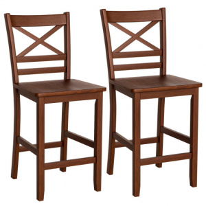24 Inch Rubber Wood Counter Height Chairs Set of 2