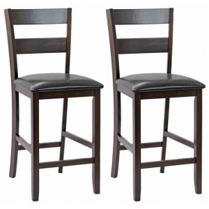 Set of 2 Bar Stools Counter Height Chairs with PU Leather Seat