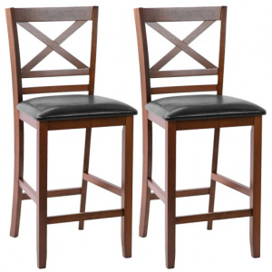 25 Inch PU Leather Seat Counter Height Chairs Set of 2