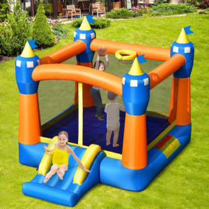 Inflatable Bounce House with Slide for Kids without Blower