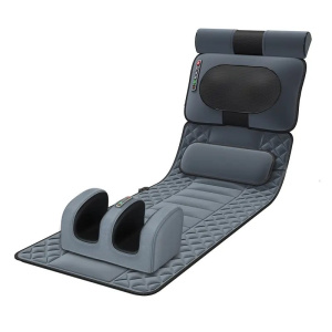 Adjustable Electric Massage Cushion Full Body Back Heating Vibration Massage Mattress for Home or Office - Grey
