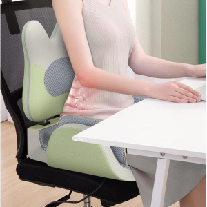 Multifunctional Shiatsu Electric Massage Cushion Vibration Heating Back Waist Massage for Home Office - Light Green