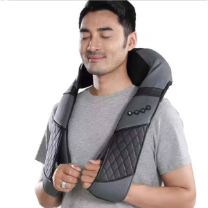 Shiatsu Electric Body Massager Belt for Neck & Shoulder with Deep Kneading Body Pain Relief Heating Back - Grey & Black