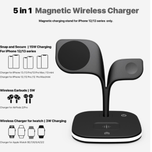 3 in 1 Wireless Charger 15W for iPhone 15 14 Pro Max Desktop Mobile Phone Smart Watch Stand Fast Charger Portable and Magnetic - Black 2