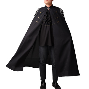 Black Steampunk Costumes for Halloween with Black Knight Viking Pirate Cloak