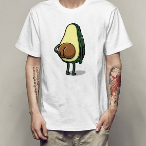 Harajuku Hip Hop Style Men White T-shirt Creative Funny Avocado Ass Graphic Tee Summer Casual Comfortable O-neck Tshirt Men