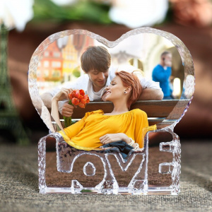 New Crystal Photo Frame Custom Love Color Printed Photo Frame Night Lamp Flower Valentines Day Birthday Souvenir Wedding Gifts