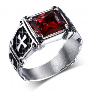 Vintage Male Paw Shaped Cross Religious Style Punk Christian Catholic Amulet Ring