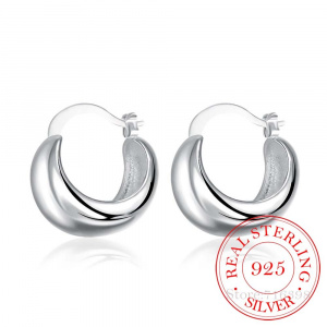 Personality Hyperbole 925 Sterling Silver Simple Smooth Egg Hoop Clip-on Earrings For Women Sterling-Silver-Jewelry Pendientes