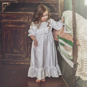 Cute Children Girl's Lolita Dress Princess Sleepshirts Lace Ruffle Nightgowns.Victorian Toddler Kids Nightdress Sleep Loungewear