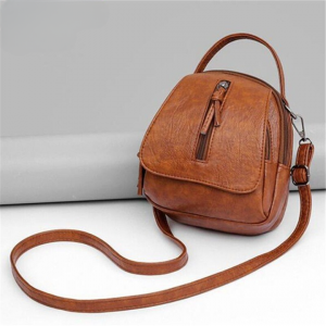 Gusure Vintage Soft Leather Shoulder Bags for Women Multi-compartment Female Handbags Small Crossbody Tote Zipper Bags