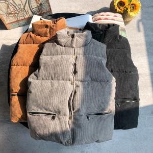 Popular Corduroy Vest Man Autumn and Winter Thickened Warm Leisure down Cotton-Padded Vest Coat Vest