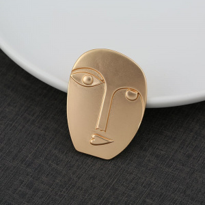 2020, Female, Exaggerated, Male and Female, Abstract, Brooch, Metal, Suit Accessories, Half Face, Portrait, Women Brooch, Party