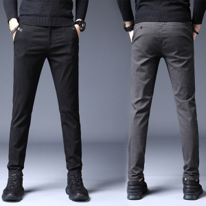 New Men's Pants Slim Casual Pants Full Length Fashion Business Stretch Trousers Male Brand Pants Black Blue Pantalones