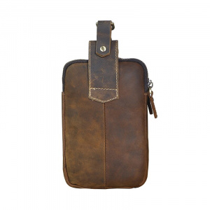 Luxury Natural Leather men Casual Design Vintage Small Hook Bum Bag Fanny Waist Belt Pack Cigarette Case 7" Phone Pouch 1609