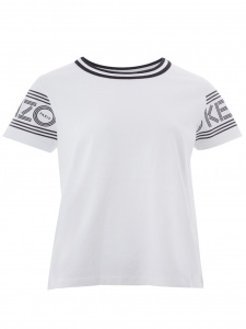 White Cotton T-Shirt with Contrasting Logo