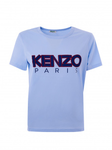 Light Blue Cotton T-Shirt with Front Logo