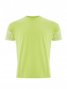 Yellow Cotton T-Shirt with Contrasting Logo on Sleeves