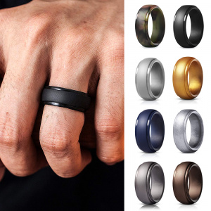 Silicone Rings Men Women Hypoallergenic Flexible Sports Antibacterial Silicone Finger Ring For Wedding Rubber Bands