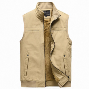 Autumn Winter Men Vest Jacket Coat Brand Casual Loose Big Pockets High Quality Cotton Vests Plus Male Sleeveless Fleece Jackets