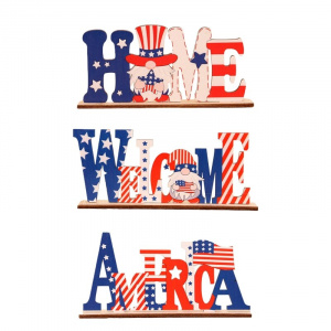 Wooden Tabletop Sign Patriotic Table Centerpieces Decorations Home Welcome America Letters