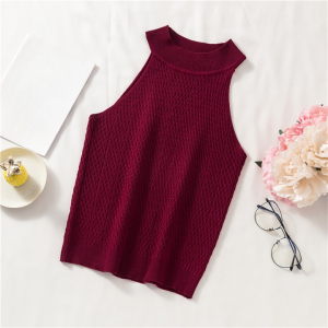 Knitted Halter Neck Sleeveless Slim Fit Tops for Women