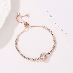 woman Rhinestone Zircon Heart Chain Bracelet Elegant Women Adjustable Jewelry