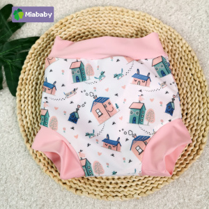 Infant Children Leakproof Swimming Nappies Newborn Baby High Waist Swimming Trunks Baby Boys Girls Cartoon Printed Cloth Diaper