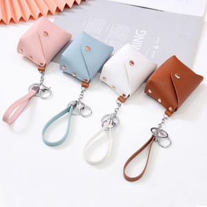 New Women PU Leather Wallet Mini Access Card Key Holder Coin Purse Solid Color Clutch Bag Keychain Kids Purses Small Handbag Bag