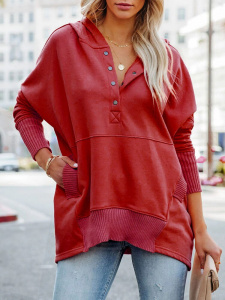 Long Sleeve Hoodie For Women, Button Down Pullover Hoodies