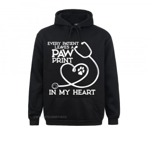 Veterinarian Vet Gift Paw Print In My Heart Funny Shirt Hip Hop Sweatshirts For Men Lovers Day Hoodies Hoods Long Sleeve Fitted