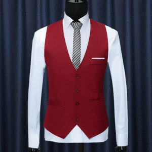 Fashion Men Vests Waistcoat Solid Color V Neck Sleeveless Buttons Blazer Plus Size Formal Business Jacket Vests