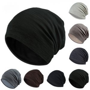7 Color Striped Skullies Beanies for Men Women Hat Breathable Turban Hat Cotton Pile Cap Skullcap TTM-CZX7