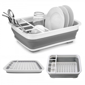 Foldable Drying Rack Drainer Dinnerware Basket Organizer Collapsible Kitchen Storage Counter Silicone Sink Dish Drying Rack