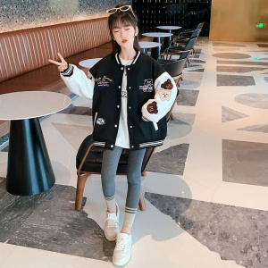 Teens Spring And Autumn Cartoon Style Baseball Uniform New Bomber Jacket For Girls Fashion Casual  Clothes Streetwear Coat