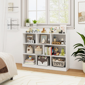 3-Tier Open Bookcase 8-Cube Floor Standing Storage Shelves Display Cabinet