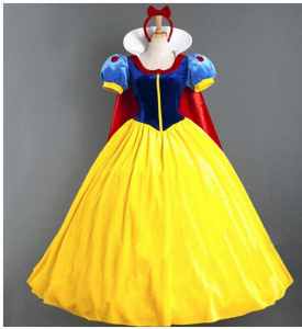 Women Adult Halloween Cartoon Princess Snow White Costume For Sale white snow princess With bustle NL222