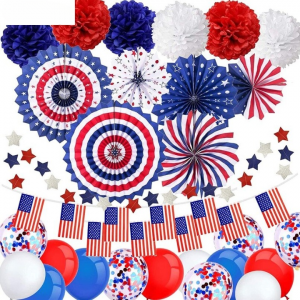 Patriotic Decoration Set 34 PACK American Independence Day Party Supplies Latex Confetti Balloon Party Decorations