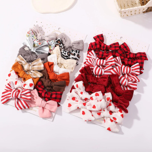 16Pcs/Set Fashion Kids Printed Bow Hair Clips Set Cute Embroidered Cotton Baby Girl Hair Clips Sweet Printing Hair Accessories